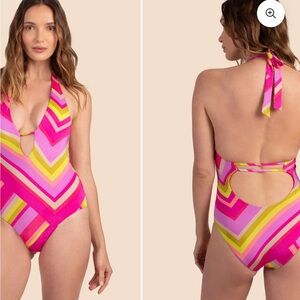 Trina Turk NWT Waltz Plunge swimsuit size 10 new one piece